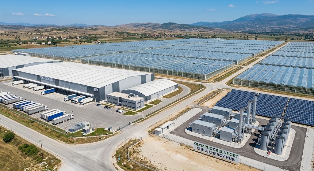 Olympus Greenport Kilkis greenhouse, logistics and energy hub